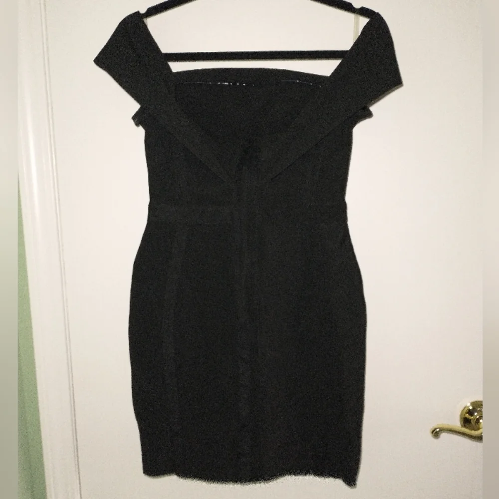 Women's 12th black off the shoulder black bandage cocktail dress - Picture 5 of 8
